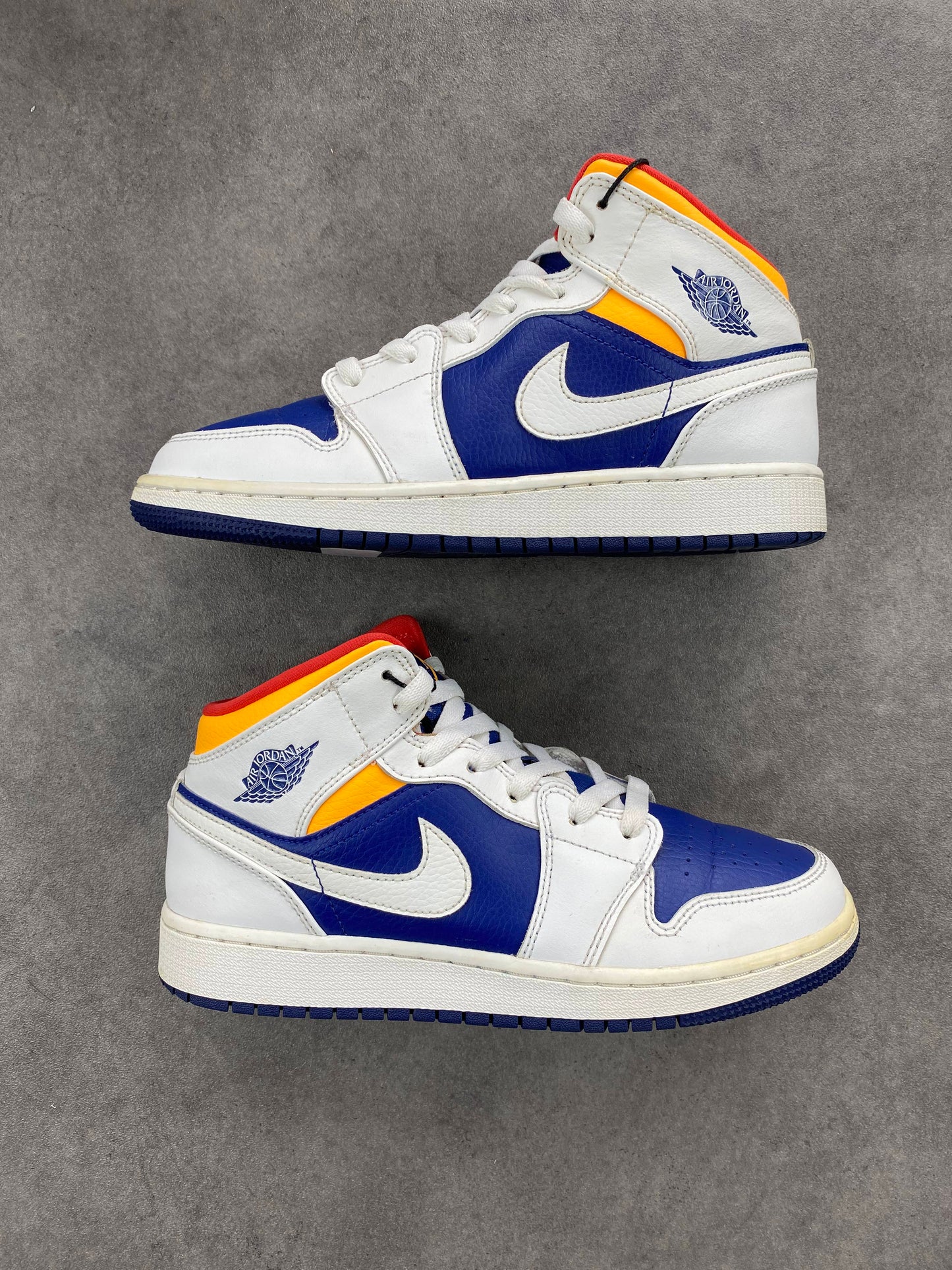 Jordan 1 MidWhite Laser Orange Deep Royal Blue (GS)