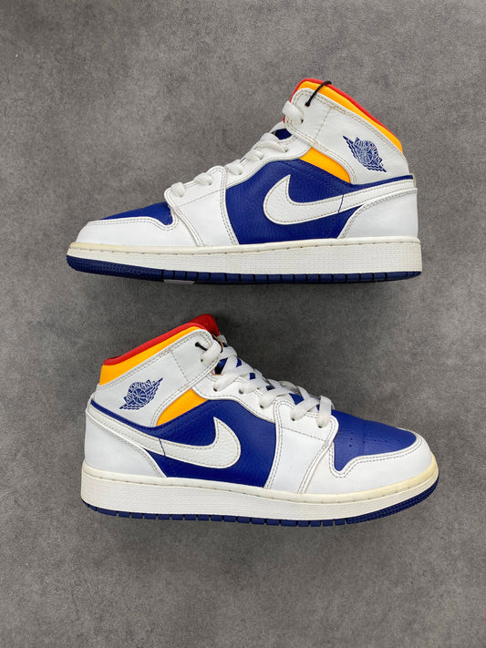 Jordan 1 MidWhite Laser Orange Deep Royal Blue (GS)