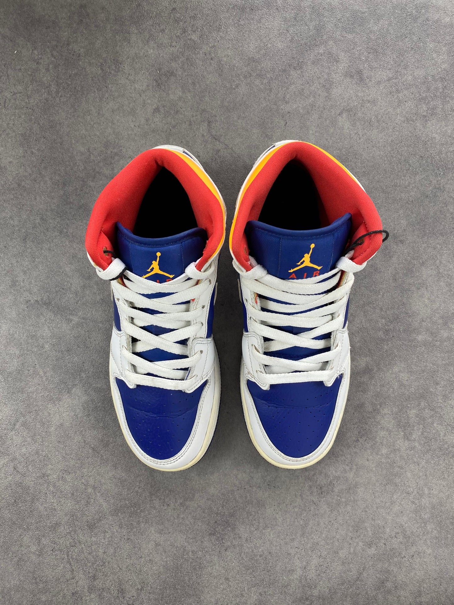 Jordan 1 MidWhite Laser Orange Deep Royal Blue (GS)