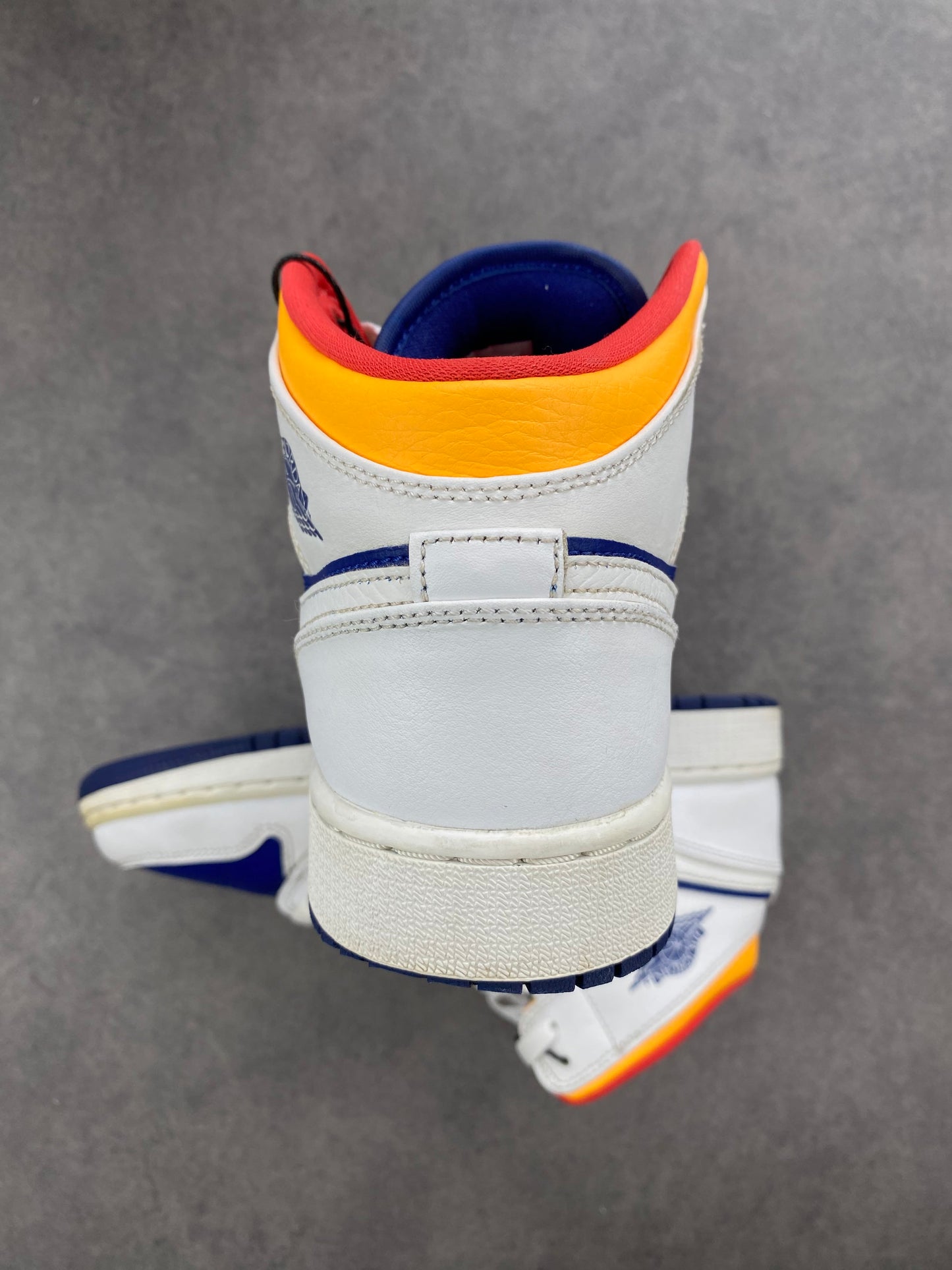 Jordan 1 MidWhite Laser Orange Deep Royal Blue (GS)