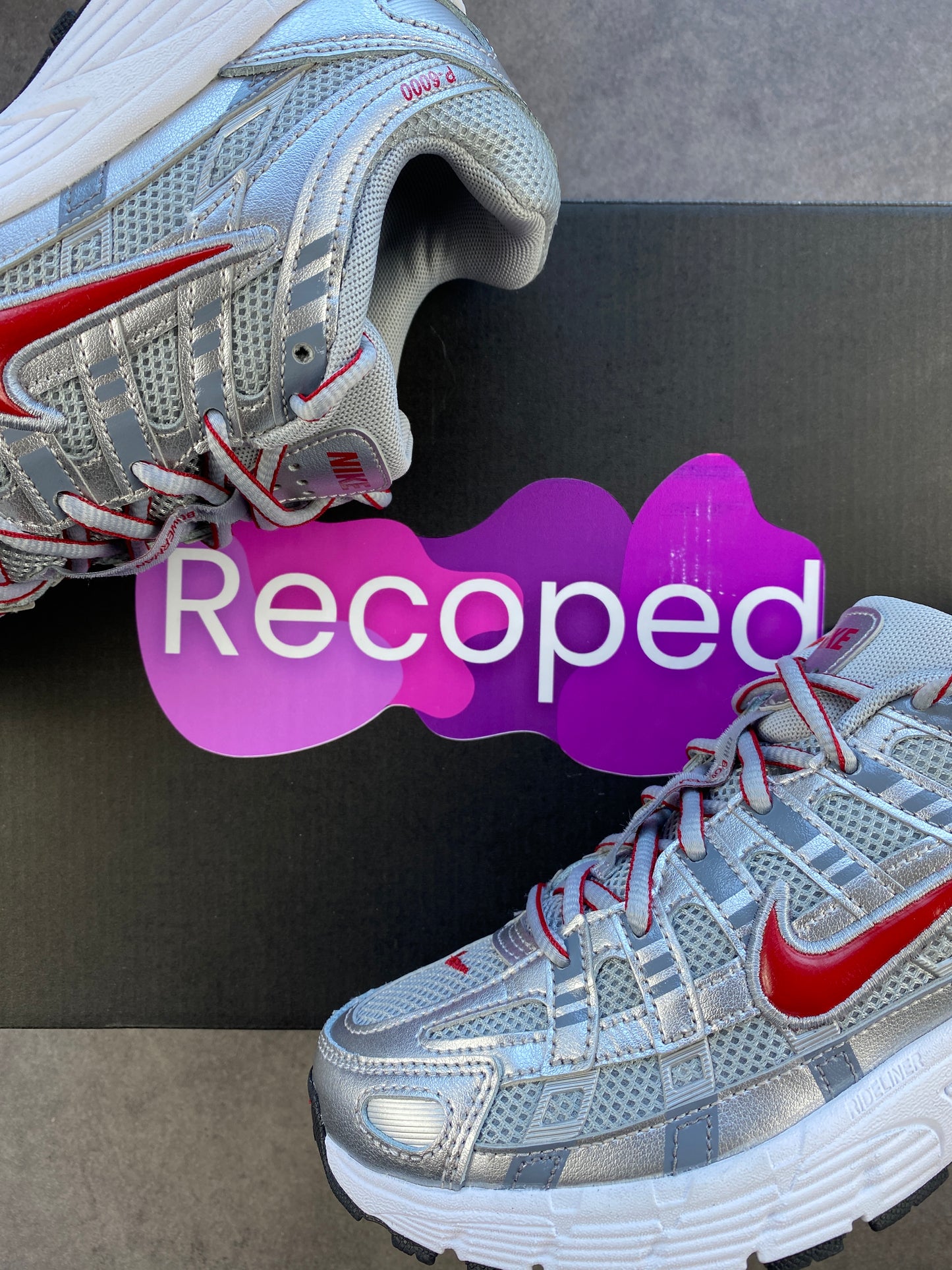 Nike P-6000 Metalic Silver Cool Red