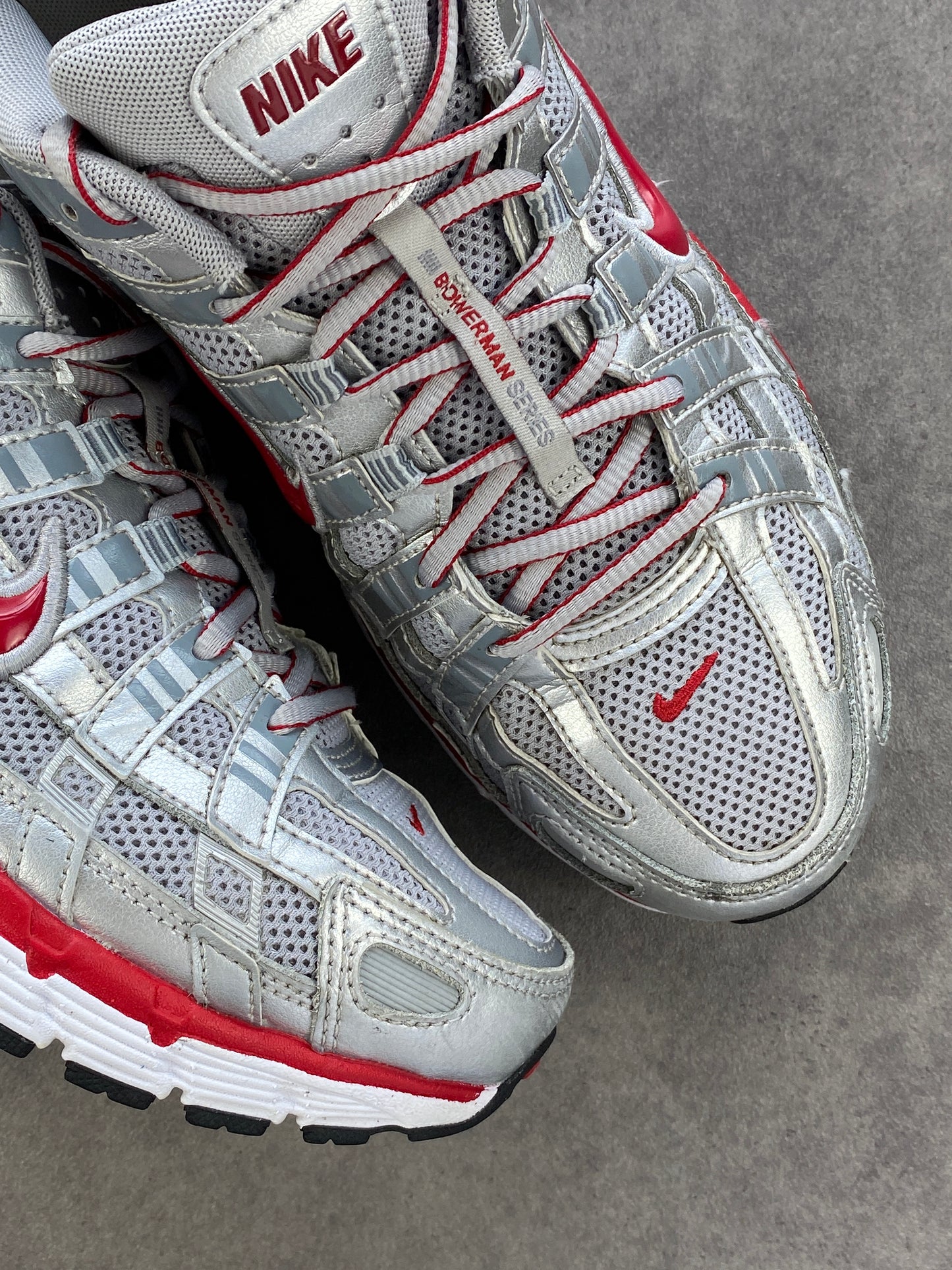 Nike P-6000 Metallic Silver Gym Red