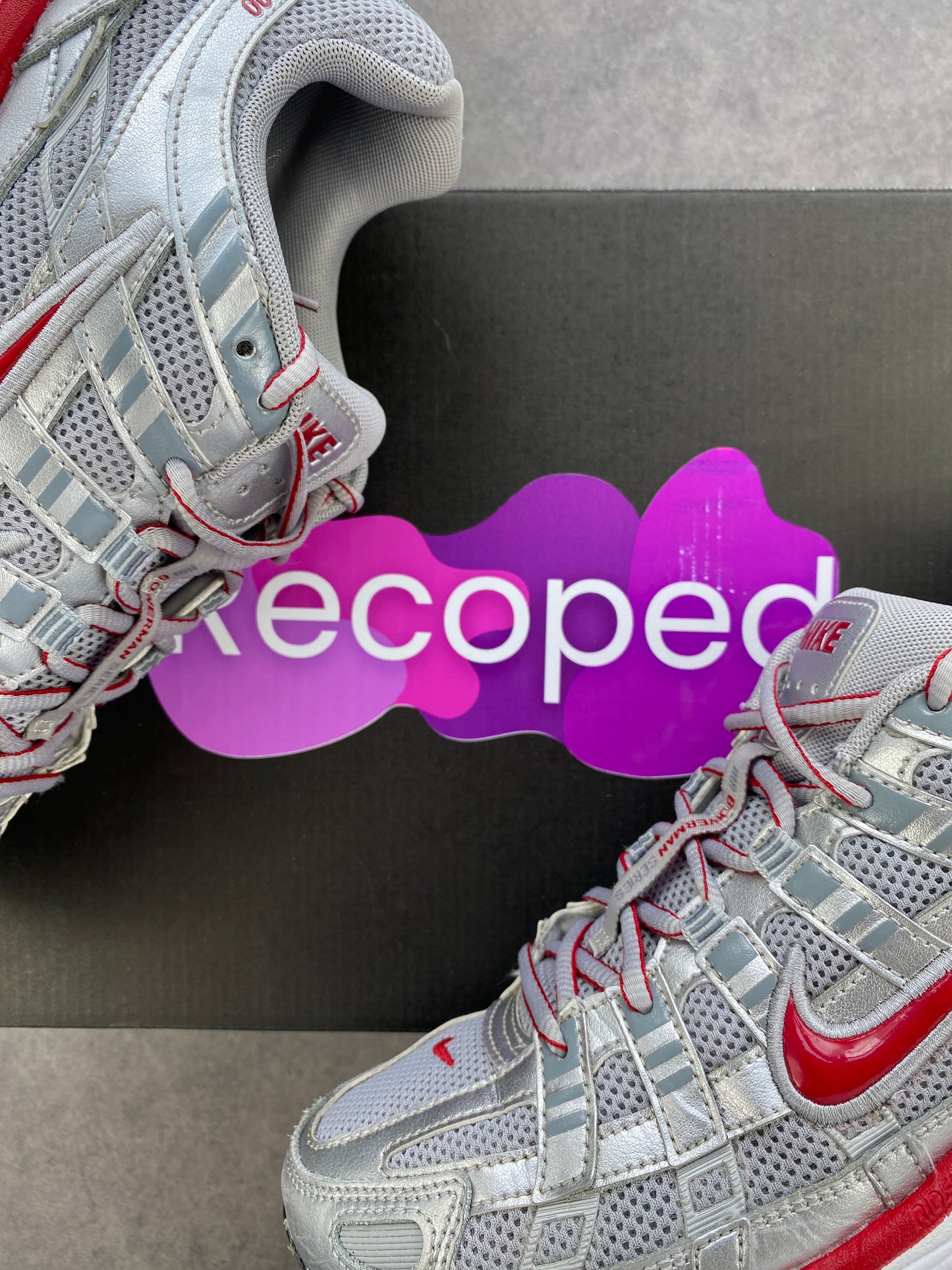Nike P-6000 Metallic Silver Gym Red