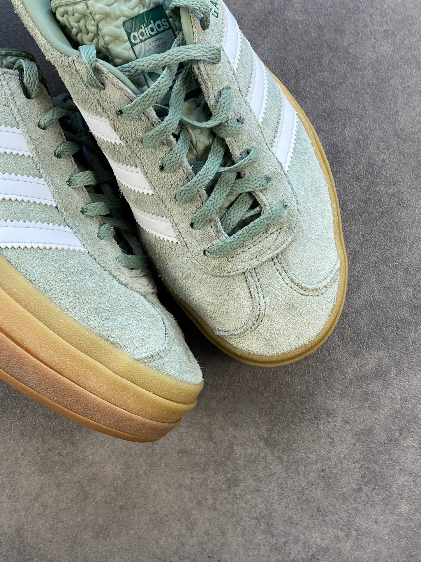 Adidas Gazelle Bold Silver Green Gum