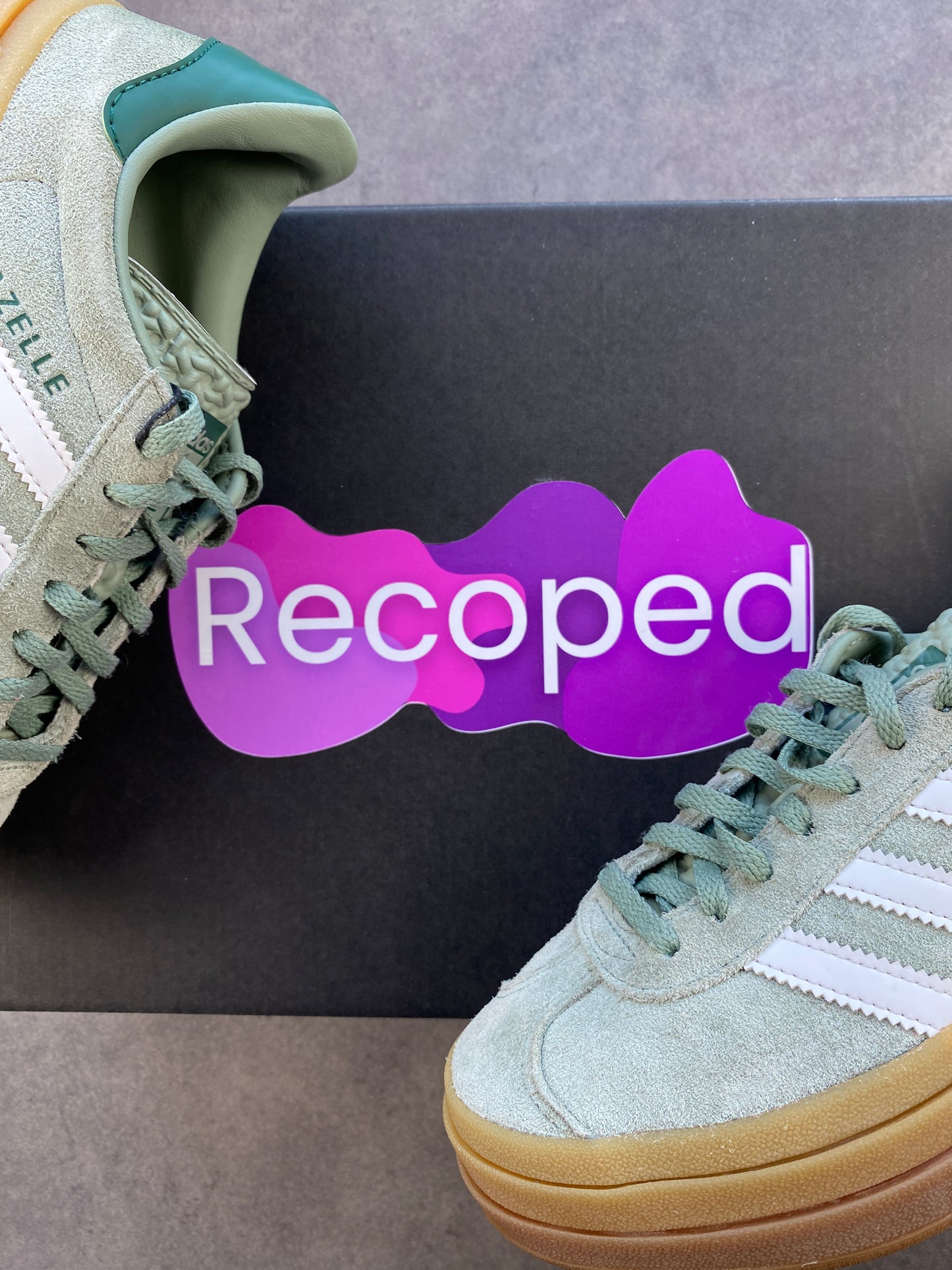 Adidas Gazelle Bold Silver Green Gum