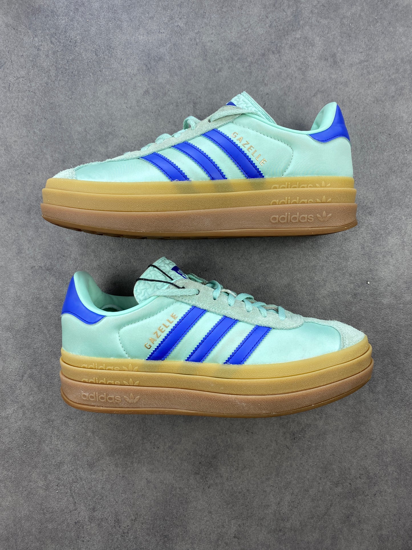 Adidas Gazelle Bold Clear Mint Lucid Blue Gold Metallic
