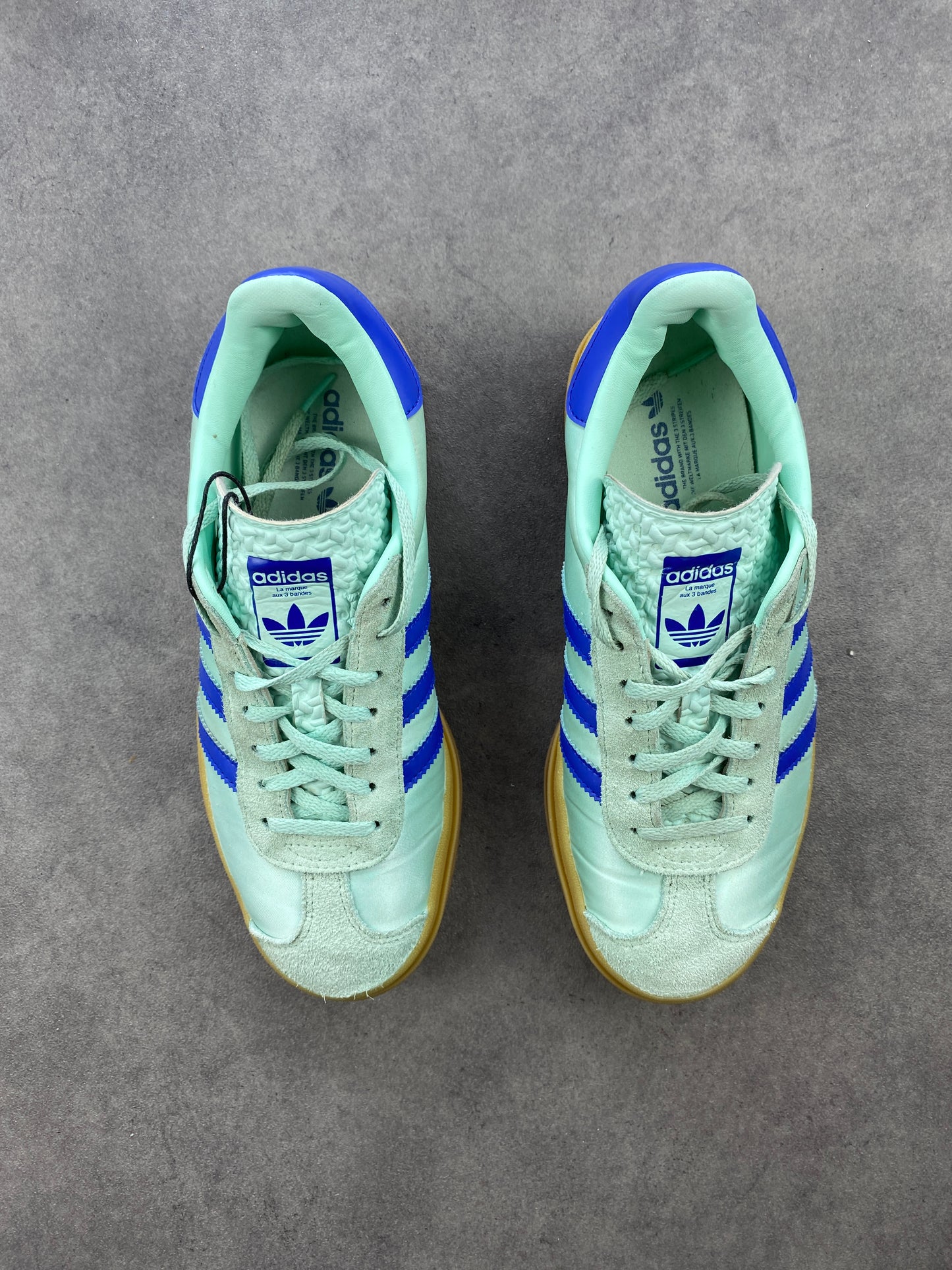 Adidas Gazelle Bold Clear Mint Lucid Blue Gold Metallic