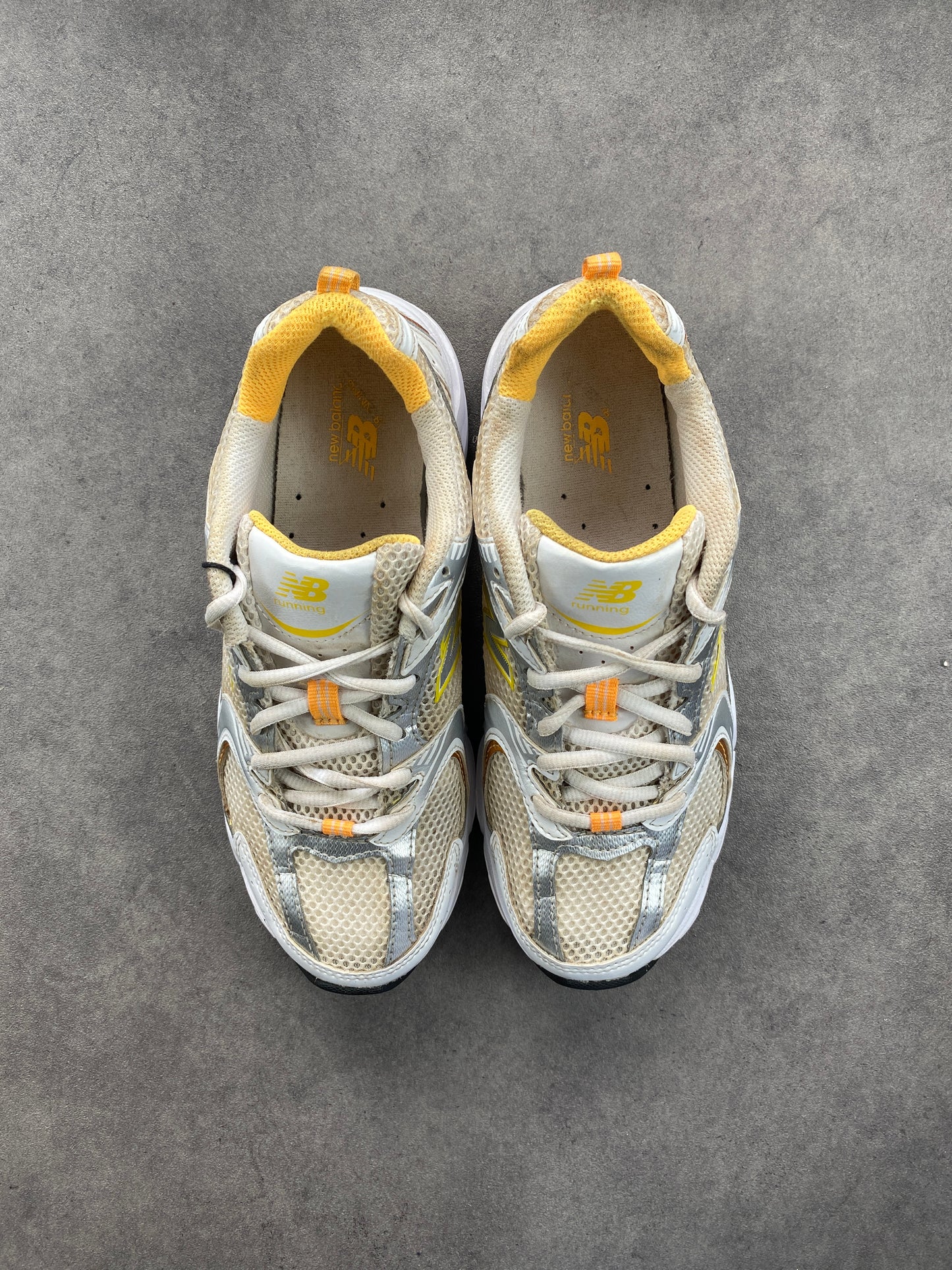 New Balance 530 White Vibrant Apricot Silver Metallic